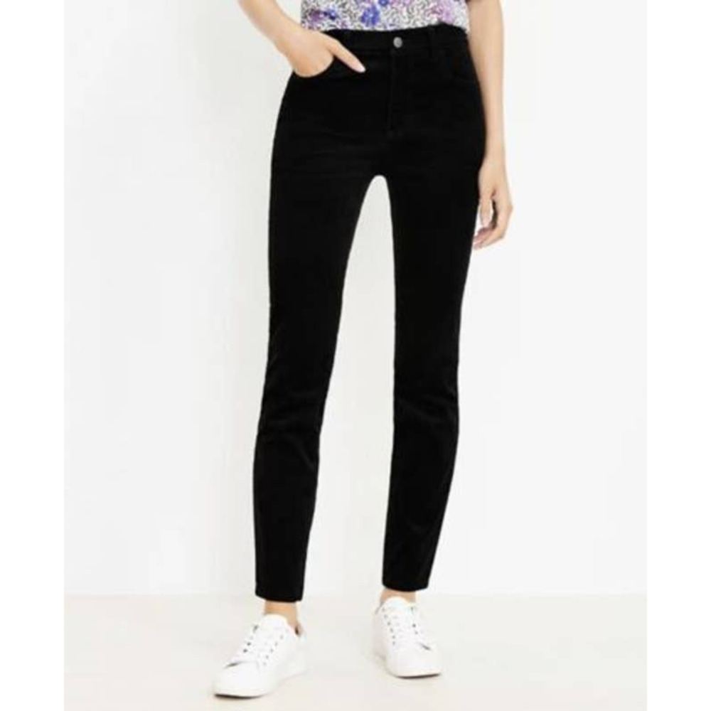 Ann Taylor LOFT Curvy Skinny Corduroy Pants 0 XS Black Mid Rise Ankle Modern